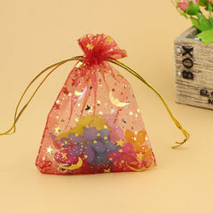 50pcs Bronzing Star Moon Organza Mesh Bag