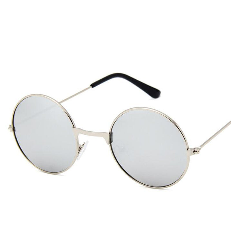 Retro Round Frame Sunglasses Colorful Reflective Glasses
