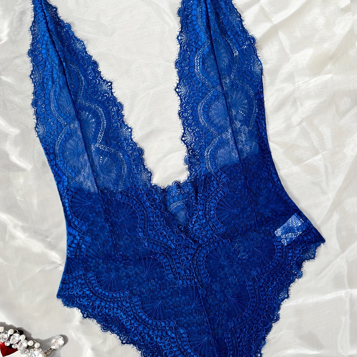 Floral Lace Plunging Teddy Bodysuit Lingerie