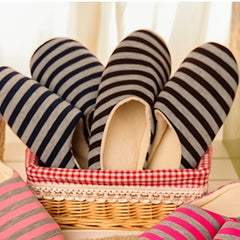 Men's Cozy Striped House Slippers for Winter
