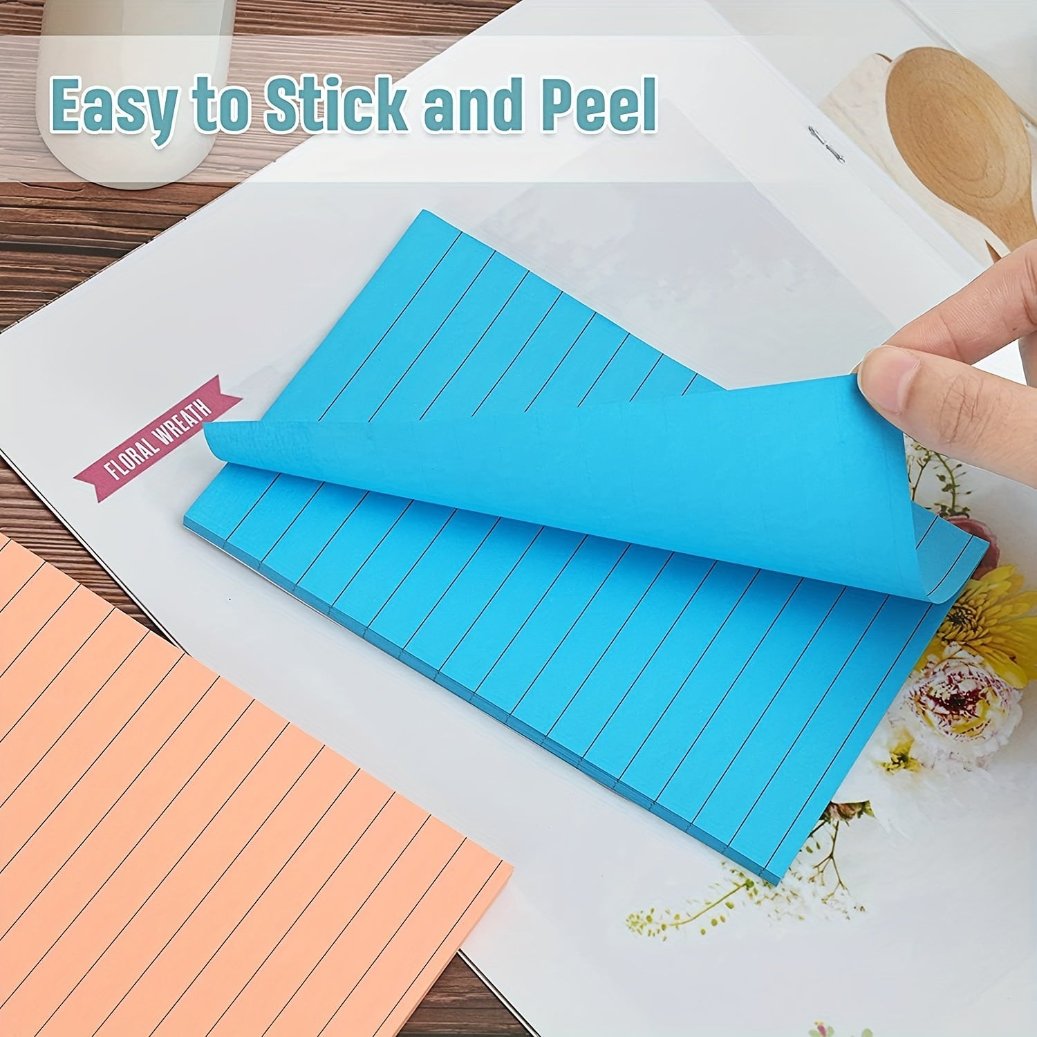 Bright Ruled Sticky Notes 8 Pads Pack 45 Sheets/pad
