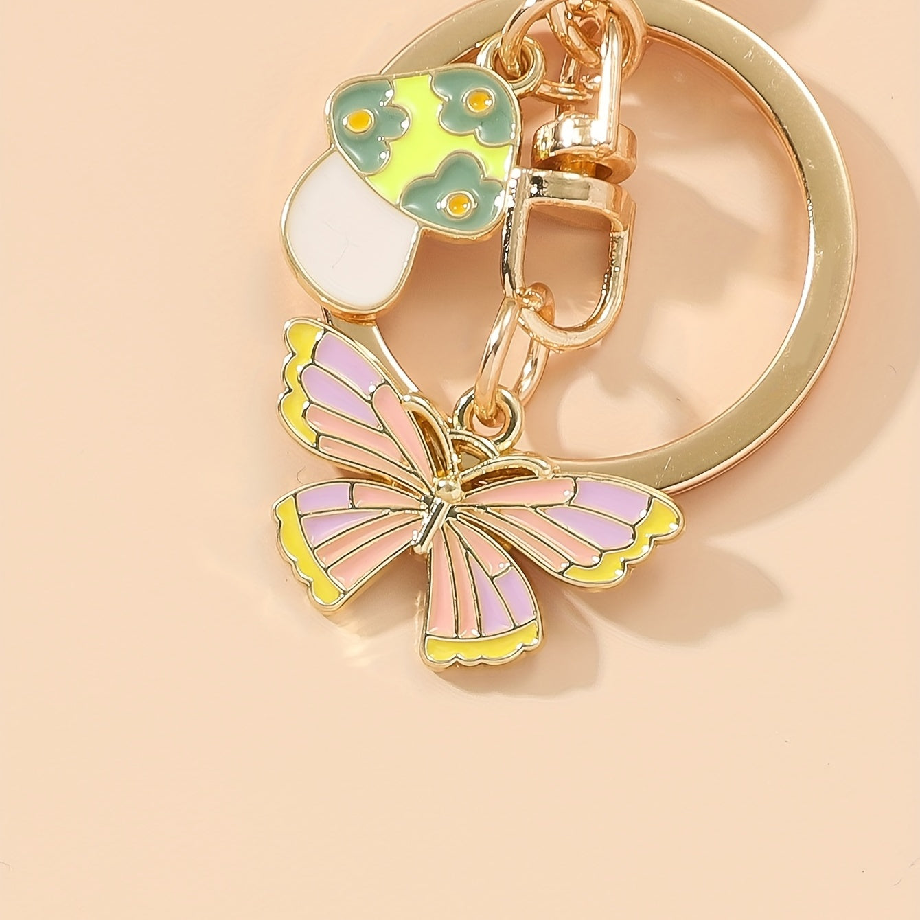 Butterfly Mushroom Keychain Purse Bag Charm