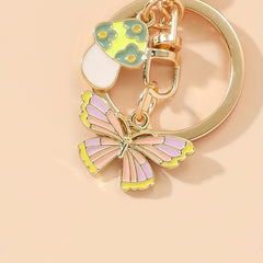 Butterfly Mushroom Keychain Purse Bag Charm