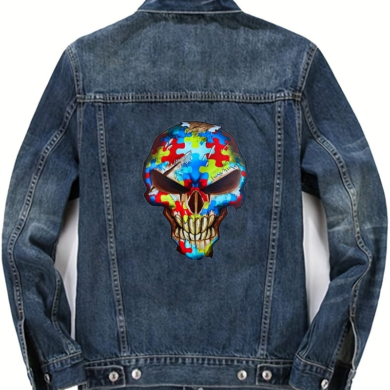 Skull Iron On Sticker Ghost Heat Transfer DIY Washable Decals