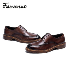 FARWARWO Men's Leather Derby Shoes for Party Wedding