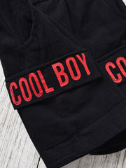 BOY Print Elastic Waistband Casual Shorts