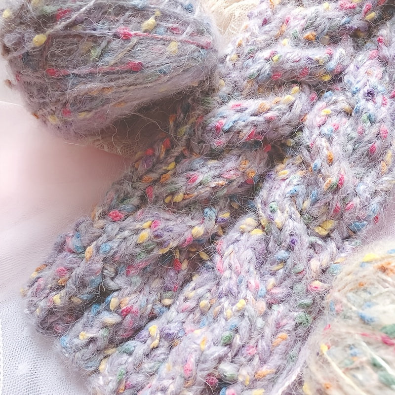 Rainbow Sugar Bean Mohair Yarn Ball Medium Thick Soft Warm Wool Yarn