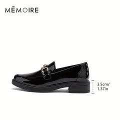 Women's Buckle Chunky Loafers Patent Leather Shoes