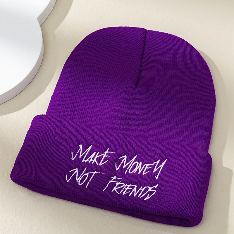 Embroidery Knit Hat Beanie Solid Winter Soft Outdoor Casual Hat