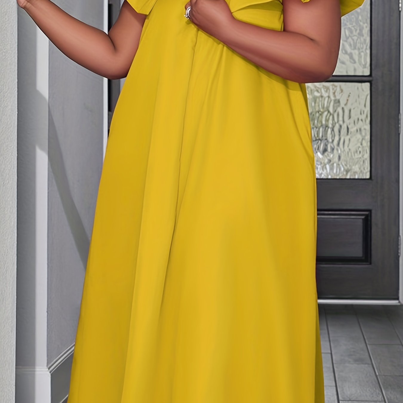  Women's Ruffle Trim Maxi Dress