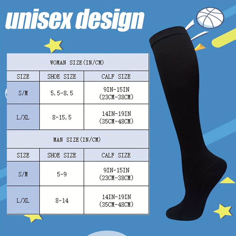6 Pairs Copper Compression Socks 10-20 mmHg Knee High for Women Men