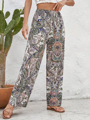 Boho Paisley Print Wide Leg Pants