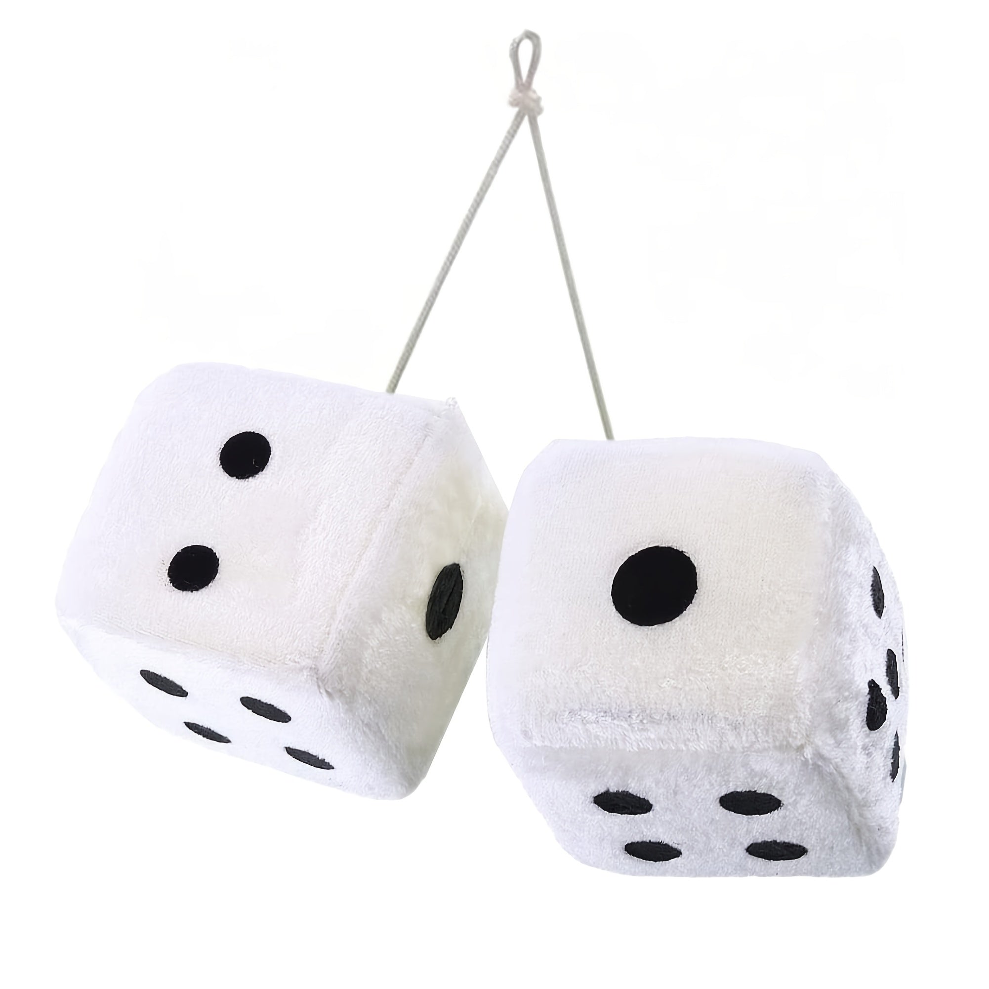 2pcs Plush Dice Toy Suction Cup Pendant Car Window Decoration