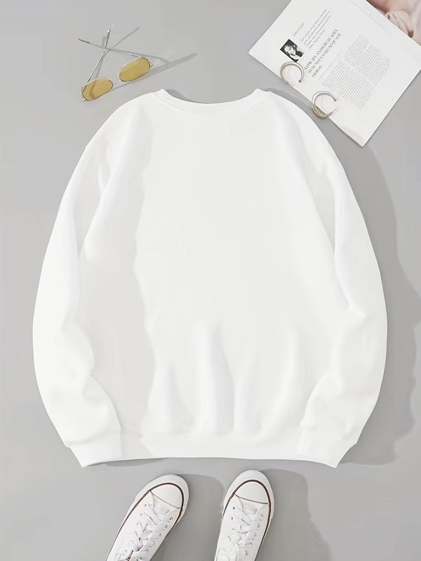 Letter Print Pullover Sweatshirt for Women