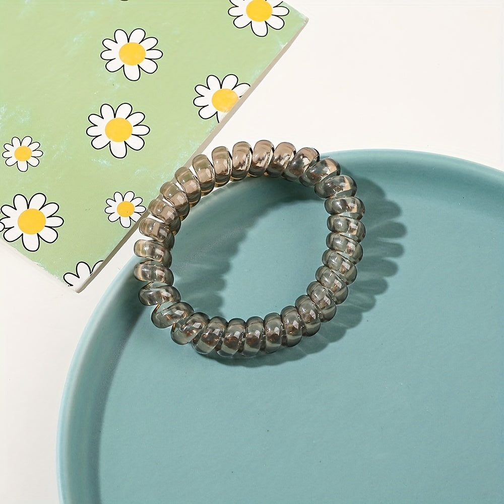 7pcs Resin Spiral Hair Tie Solid Coil Hair Ring