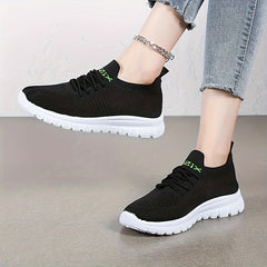 Women's Letter Knit Athletic Running Shoes Soft Sole Casual Sneakers