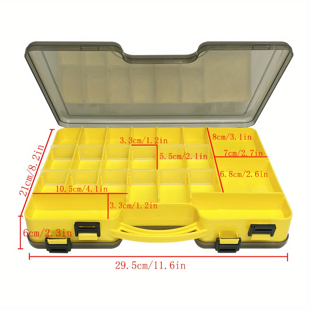 Double Sided Tool Storage Box With Grids & Handles Plastic Small Parts Organizer
