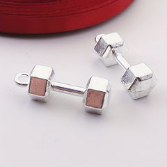10pcs Silver Fitness Dumbbell Charms for DIY Jewelry Making