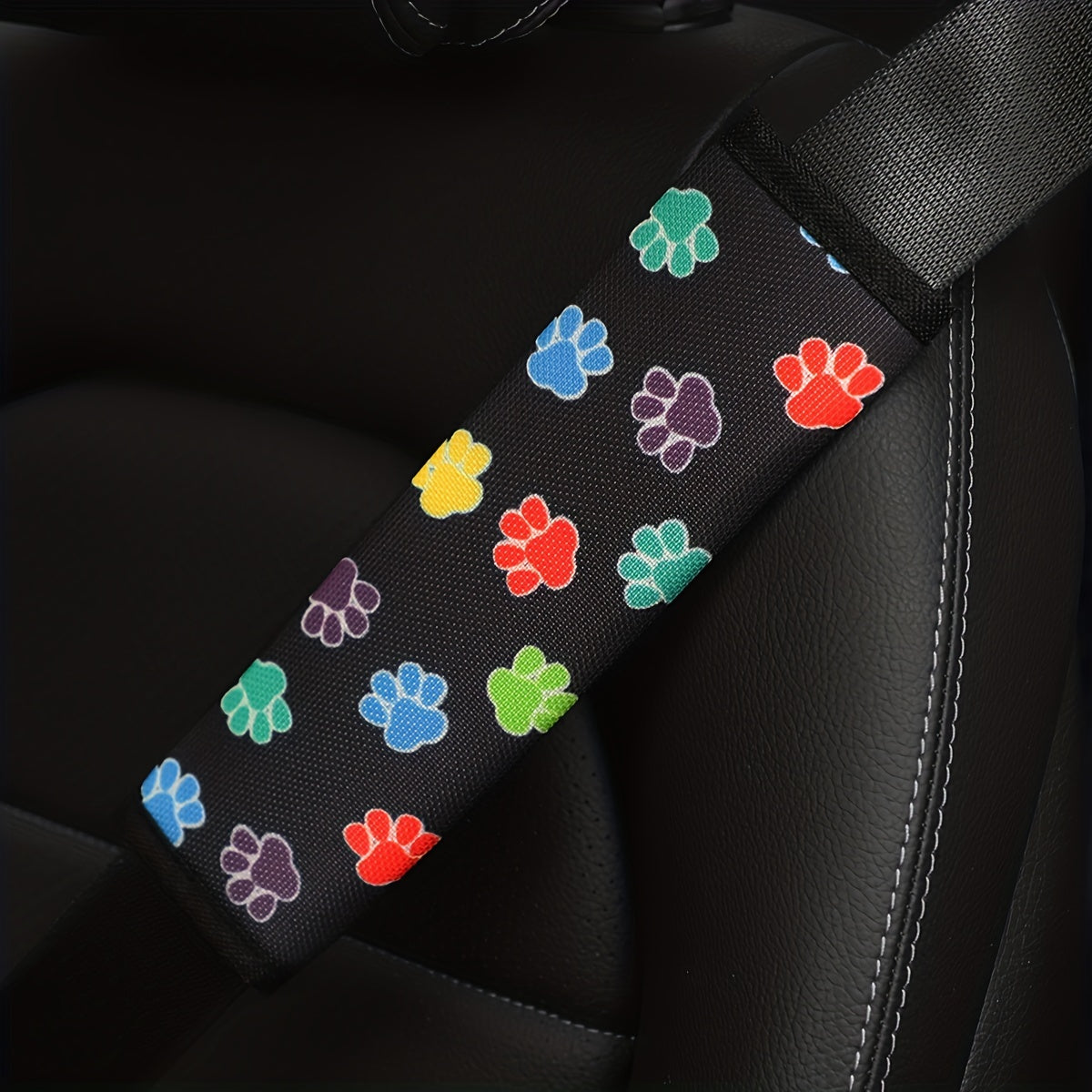 Colorful Dog Paw Print Car Seat Belt Shoulder Pad Cover