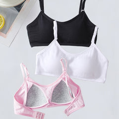 3pcs Girls Adjustable Strap Bras Soft Bralette Underwear