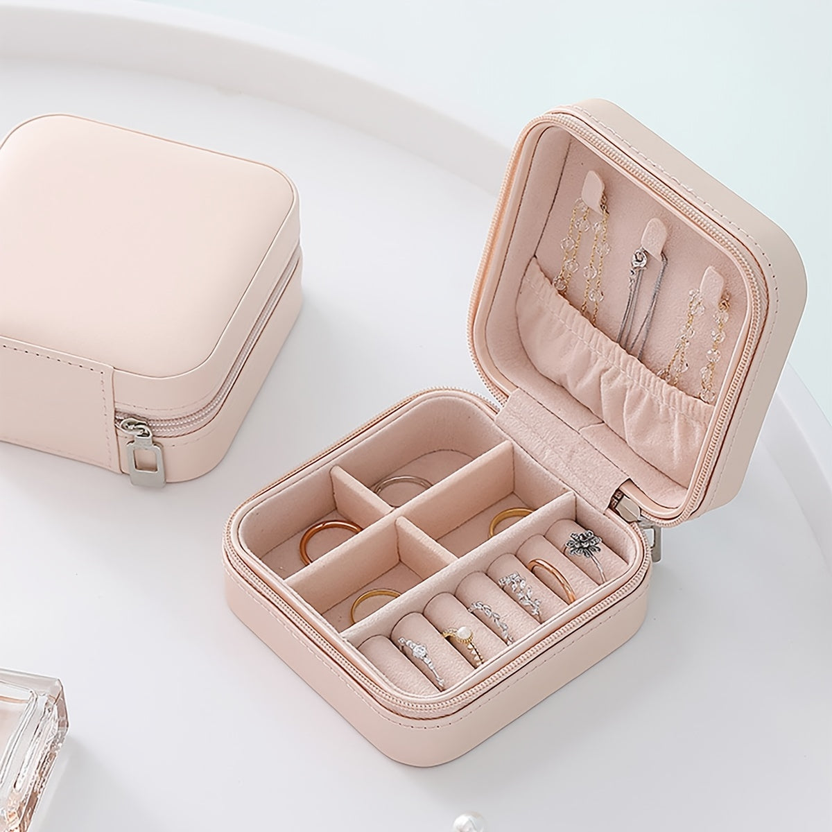 Mini Jewelry Box Organizer Square Display Box Earring Ring Necklace Case