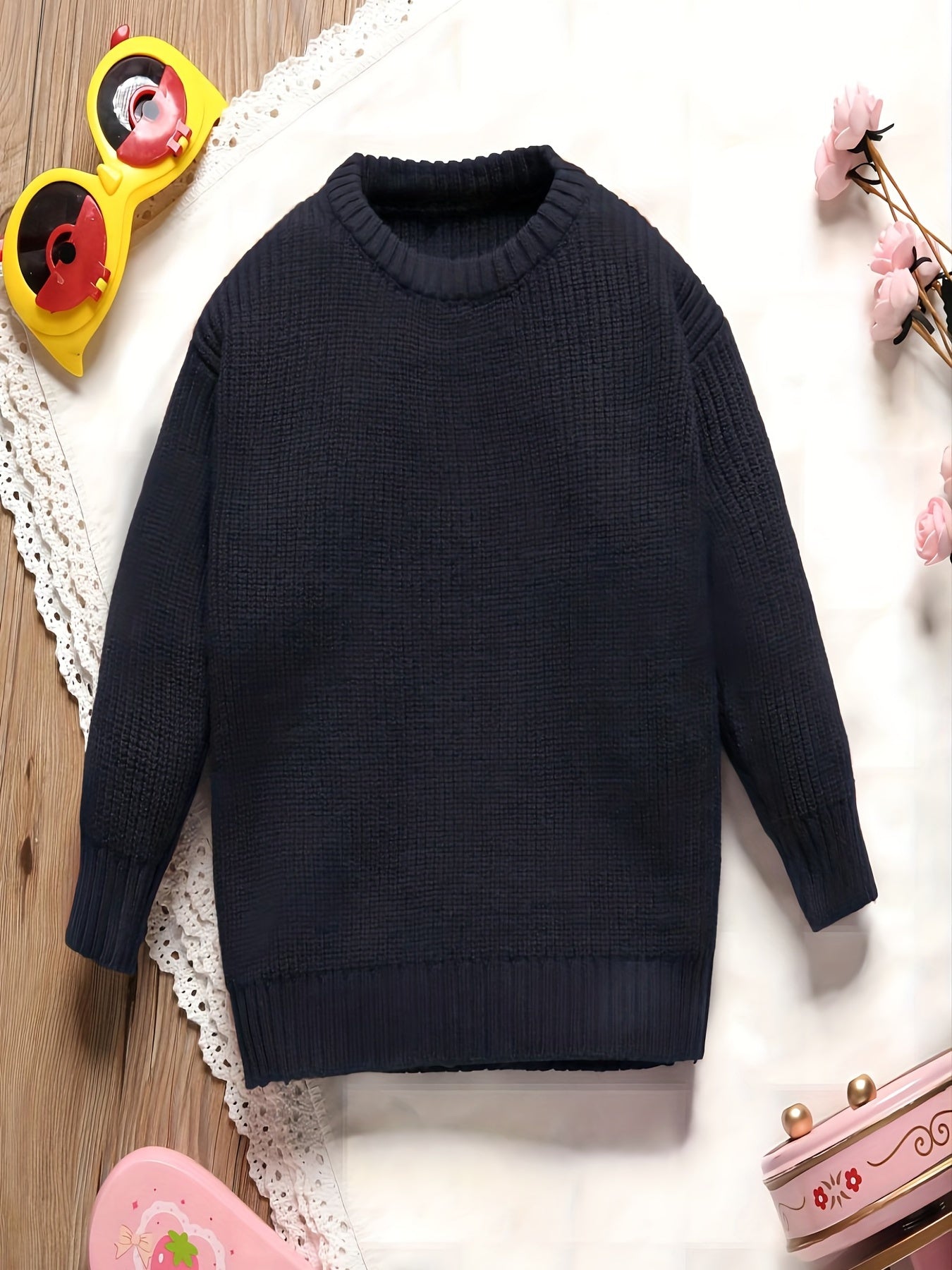 Baby Boys Long Sleeves Crew Neck Knit Sweaters Pullovers For Spring Autumn