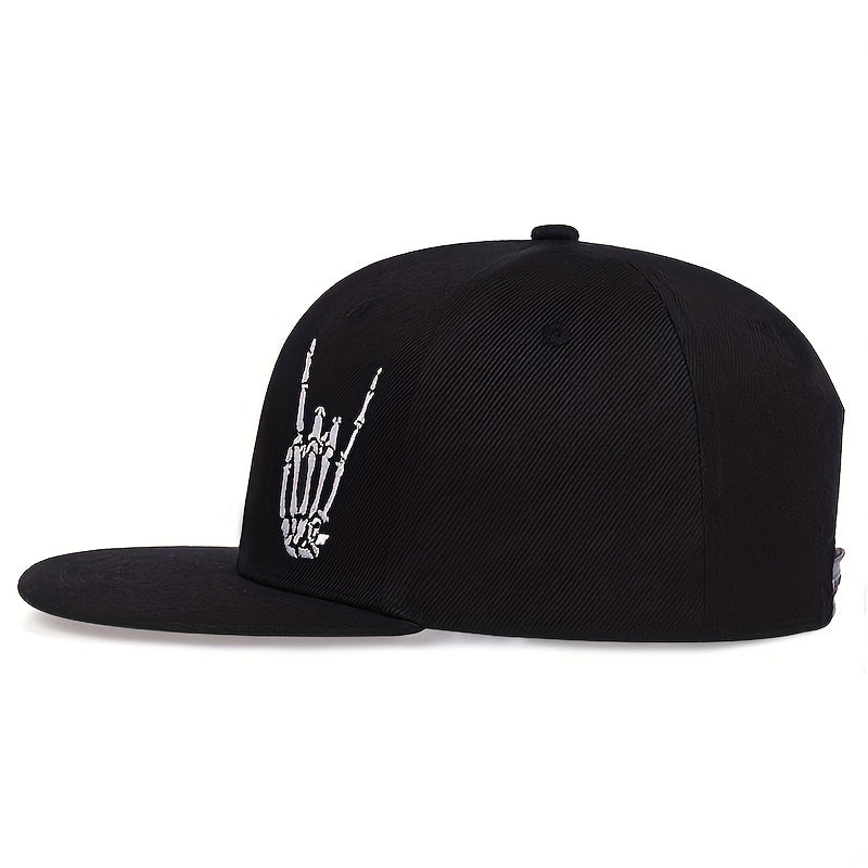 Skull Rose Print Snapback Hat Hip Hop Unisex Solid Couple Baseball Cap