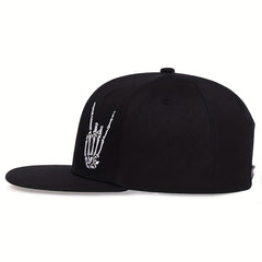 Skull Rose Print Snapback Hat Hip Hop Unisex Solid Couple Baseball Cap