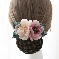 Crystal Crochet Bun Net Snood Bow Hair Clips