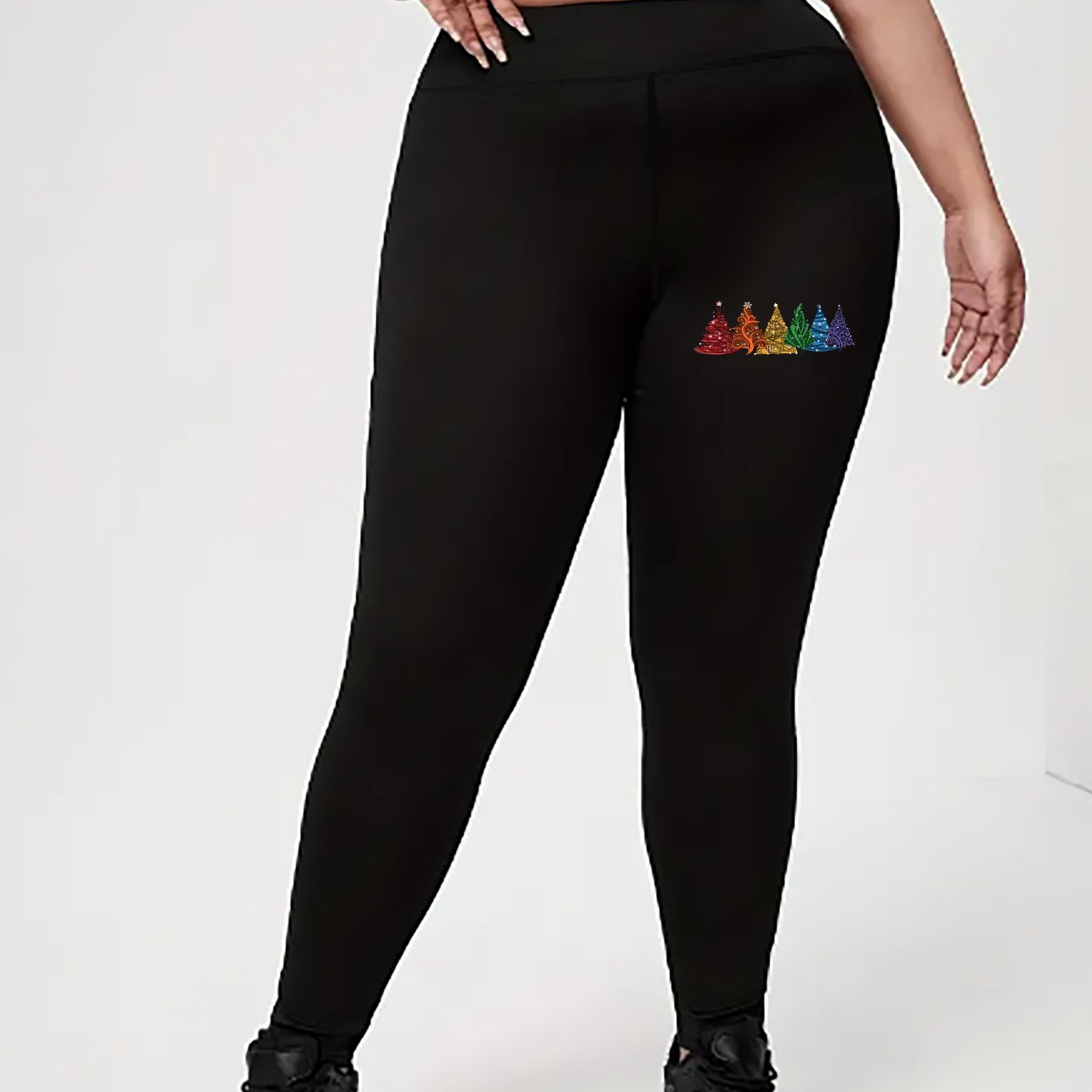 Women's Plus Tree Print High Rise Skinny Leggings