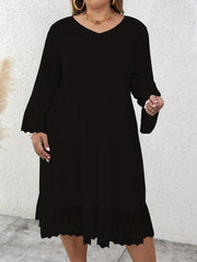  Bell Sleeve Maxi Dress V Neck Ruffle Trim