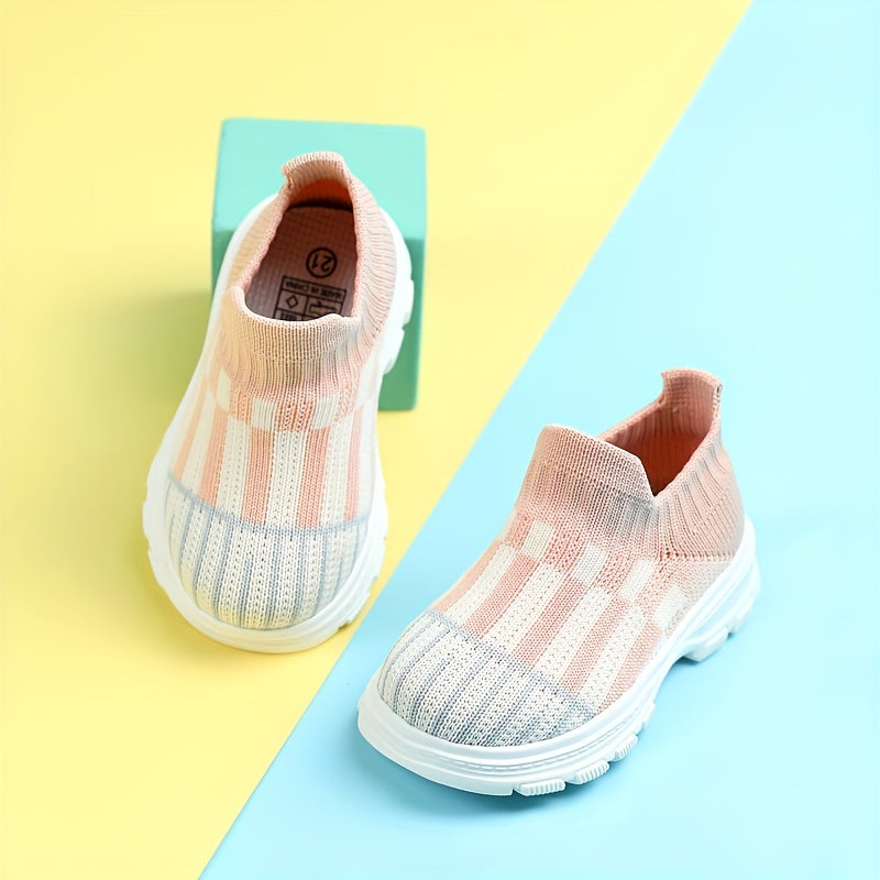 Boys Slip On Sock Shoes Breathable Woven Knit Sneakers Running Shoes