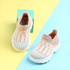 Boys Slip On Sock Shoes Breathable Woven Knit Sneakers Running Shoes
