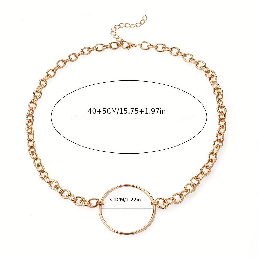 Women's Golden Round Hollow Necklace Daily Decor Ornament