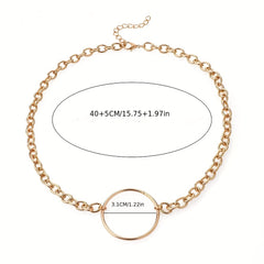 Women's Golden Round Hollow Necklace Daily Decor Ornament