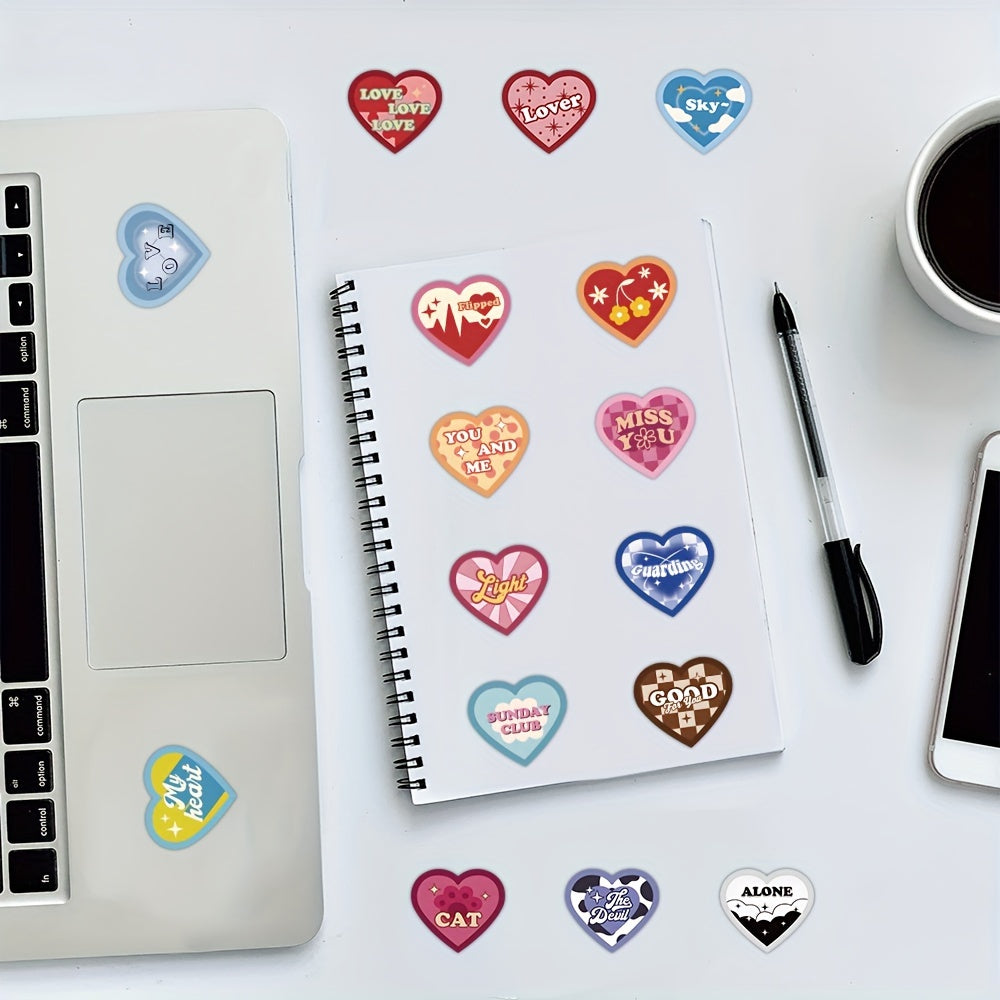 50pcs Love Heart Graffiti Stickers for Suitcases Laptop Helmet Scrapbook DIY