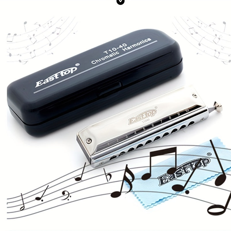 Professional 10 Hole 40 Tone Chromatic Harmonica in C