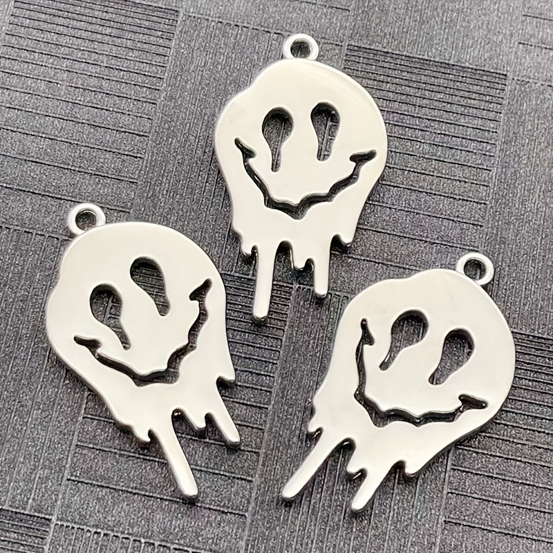 5pcs Abstract Ghost Face Pendant Alloy Skull Charms for DIY Halloween Jewelry