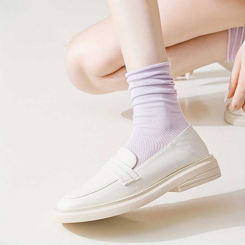 8 Pairs Mid Tube Solid Socks for Women