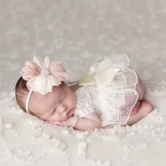 2pcs Baby Girl Lace Costume Photo Props Newborn Clothes Hairband Outfit