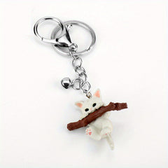Love Simulation Branch Bell Kitten Keychain Doll Pendant