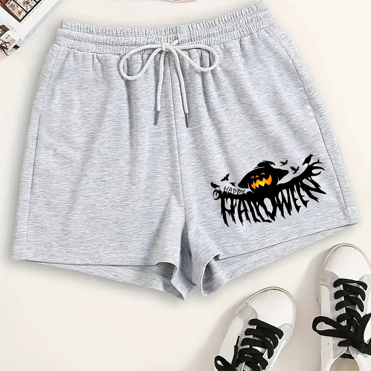  Halloween Sporty Loungewear Shorts Women's Plus