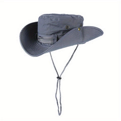 Button Rolled Brim Cowboy Hat Solid Sunscreen Western Cowgirl Hat