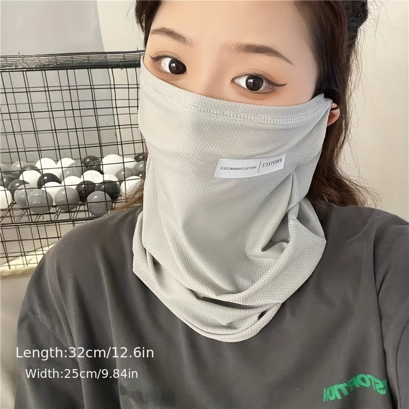 Ice Silk Sunproof Mask Ear Hook Neck Gaiter Solid Unisex Balaclava