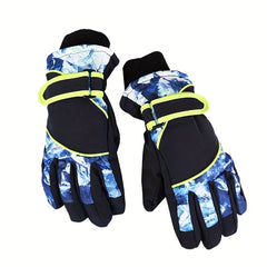 Kids Waterproof Split Finger Ski Gloves Warm Snow Gloves