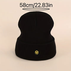 Sport Knit Beanie Hat with Smile Embroidered Warm Ski Cold Hat