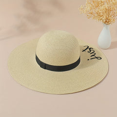 Embroidered Wide Brim Sun Hat for Summer Sun Protection