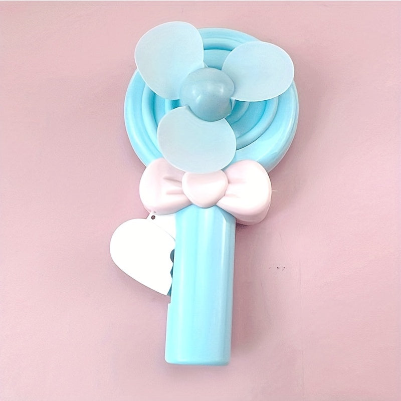 2pcs Mini Lollipop Shape Pocket Fan Portable Plastic Fan