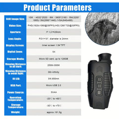 1080p Night Vision Monocular 5x Zoom 150-200m Range