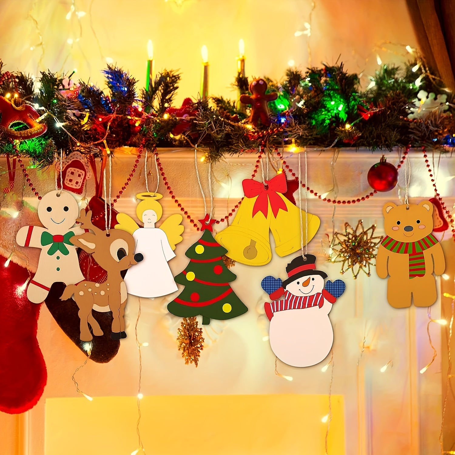 10pcs Unfinished Wooden Christmas Ornaments To Paint Holiday Decor